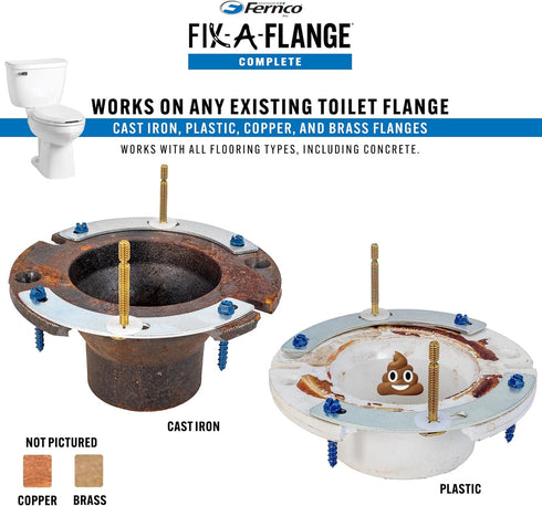 Fernco Fix-A-Flange Compete Universal Toilet Flange Water Closet Repair Kit...
