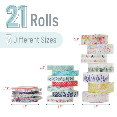 Mr. Pen- Washi Tape Set, 21 Rolls, Decorative Cute Floral Washi Tape for Bible Journaling, Bullet Journal Supplies...