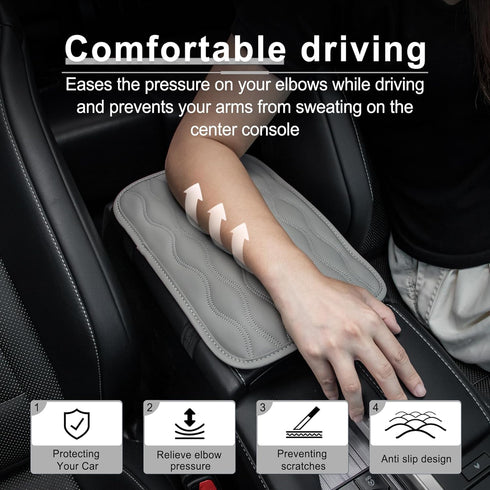 Amiss Auto Center Console Pad, Universal Waterproof Armrest Seat Box Cover, Leather Auto Armrest Cover Protector for Most Vehicles, SUV, Truck, Ca...