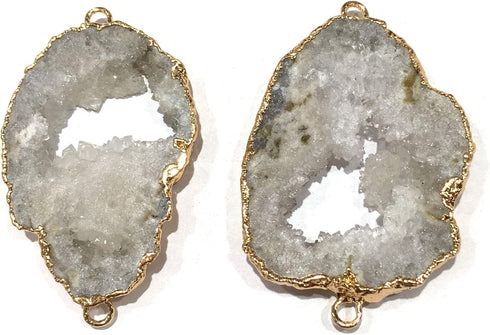 LE SKY 5 Pcs Natural Stone Connectors White Irregular Druzy Geode Agate Pendants Healing Chakra Energy Stone for Jewelry Making Necklace...