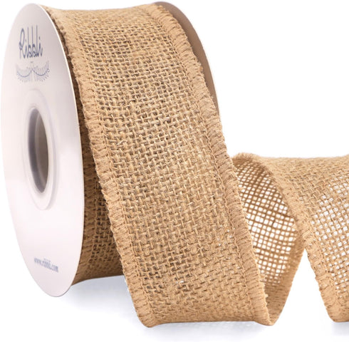 Ribbli Jute Burlap Ribbon 2 Inch x 10 Yard,Natural Solid Ribbon for Crafts,Gift Wrapping,Wreath,Tree Decoration,Outdoor Decoration(Non-Wired)...