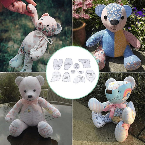 10Pcs Memory Bear Template Ruler Set, Acrylic Bear Template Set, Acrylic Quilting Template for Sewing Craft, Memory Bear Sewing Pattern Gifts for ...