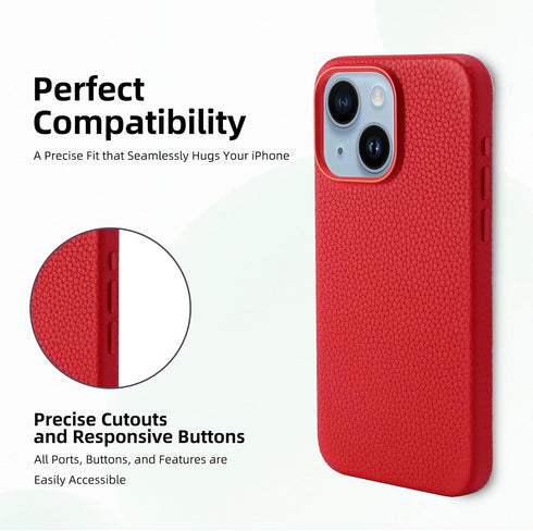 Genuine Leather Case for iPhone 15 Pro Max(2023) with MagSafe Function, Top Litchi Grain Leather Magnetic Phone Proctective Case for (iPhone 15 Pr...