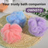 Loofah Sponge 60g Shower Pouf Dual Material Loofah for Men for Women Bathing Accessories-Blue, Purple, Red 3 Pack...