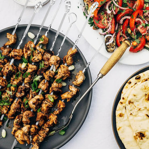 Kabob Skewers 14" Stainless Steel Long BBQ Barbecue Skewers, Flat Metal Kebob Sticks Wide Reusable Grilling Skewers for Meat Chicken, Set of 12pcs...