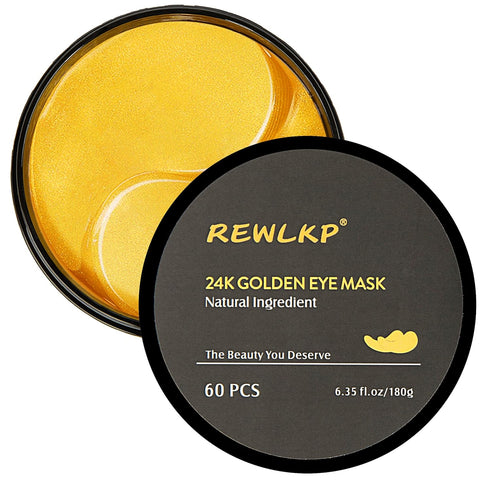 REWLKP 24k Gold Eye Collagen Patches - Puffy Eyes & Dark Circles Treatments,Reduce Under Eye Bags and Smooth Wrinkles,Eye Skin Care Pads With Coll...