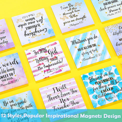 Weewooday 12 Pcs Inspirational Christian Magnets with Bible Verses Refrigerator Motivational Christian Magnets Locker Religious Faithful for Fridg...