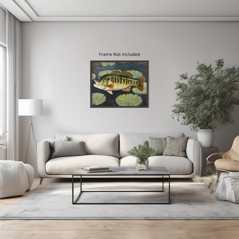 Posterizer 1 pcs- little bass fish near lily pads-Art for Animal Lovers-Landscape & Nature Art- Living Room Bedroom Decor- unframed wall art...