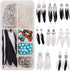 SUNNYCLUE 1 Box DIY 8 Pairs Bohemia Black White Long Feathers Dangle Hook Earring Making Kit with Instruction Jewelry Findings Making Crafts for W...