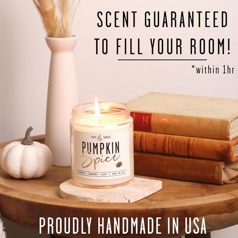 Pumpkin Spice Candle, Fall Candles - 'Pumpkin Spice' Soy Pumpkin Candle I Infused with Essential Oils I Fall Candle Decor, Fall Scented Candle I 9...