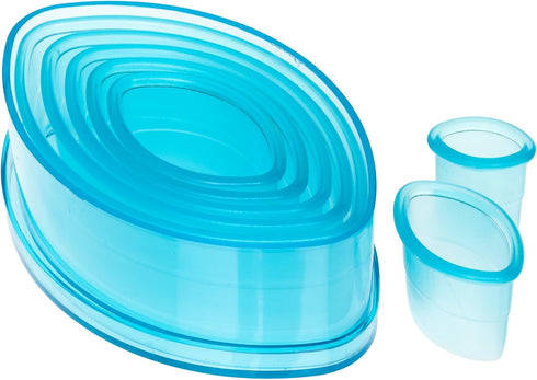 Ateco Plain Edge Football Cutter Set in Graduated Sizes, Durable, Food-Safe Plastic, 7 Pc Set, Blue...