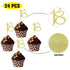 24 PCS 18th Cupcake Toppers - Anniversary or Birthday Cupcake Picks Party Decoration Supplies | Gold 18th...