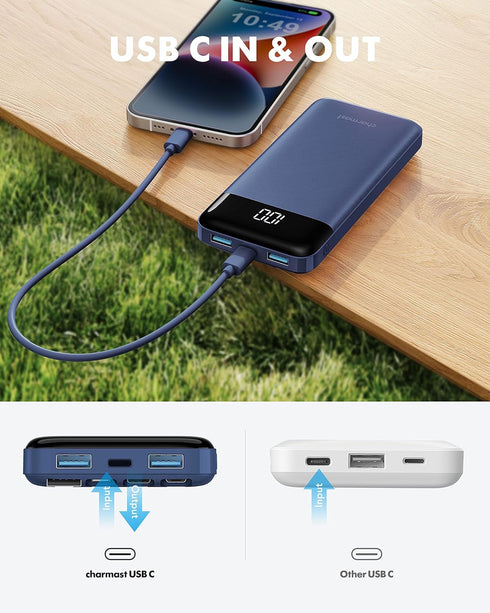 Portable Charger with Built in Cables, Portable Charger with Cords Wires Slim 10000mAh Travel Essentials Battery Pack 6 Outputs 3A High Speed Powe...