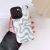 for iPhone 13 Pro Max Case for Women Cute Green White Wave Design Slim Protective Shockproof Phone Case PU Leather TPU Back Case for iPhone 13 Pro...