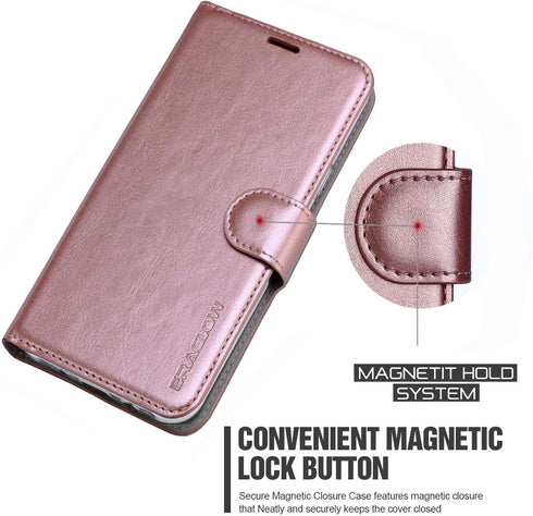 Galaxy A10E Wallet Case, Premium PU Leather Flip Cover with Card Slots & Kickstand - Rose Gold...