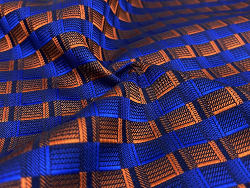 S&W SHLAX&WING Foulard Pocket Squares for Men Blue Copper Designer Wedding Gift...
