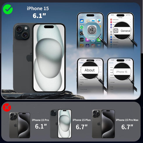 CACOE Magnetic Case for iPhone 15 6.1 inch with 360° Rotatable Ring Phone Stand,Compatible with MagSafe & Magnetic Car Phone Mount,iPhone 15 Cases...