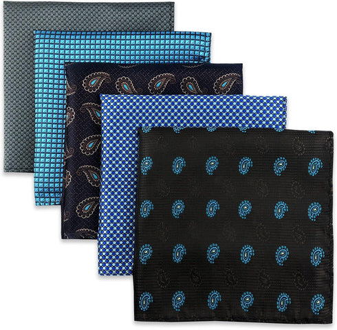SHLAX&WING 5 Pieces Assorted Mens Silk Pocket Square Handkerchiefs Set 71...