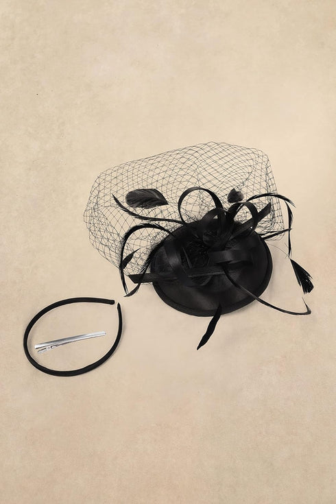 BABEYOND Fascinator Hat Veil Feather Fascinators Hair Clip Tea Party Pillbox Hat Knot Fascinator Bridal Wedding Veil...