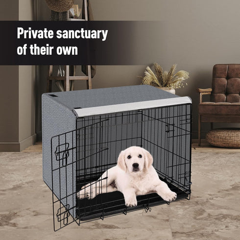 Dog Crate Cover for Wire Cages 24 Inch Indoor Breathable Polyester Pet Kennel Cover Machine Wash & Dry Double Door Small (Cover Only)...