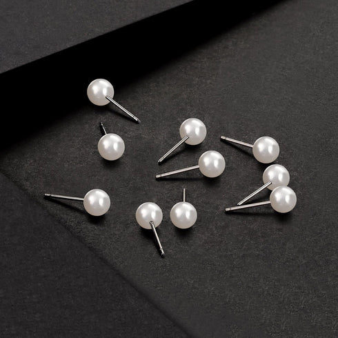 Charisma 6mm Composite Pearl Earrings Round Ball Pearls Stud Earrings Hypoallergenic 12 Pairs Imitation Pearl Earrings Set for Women...