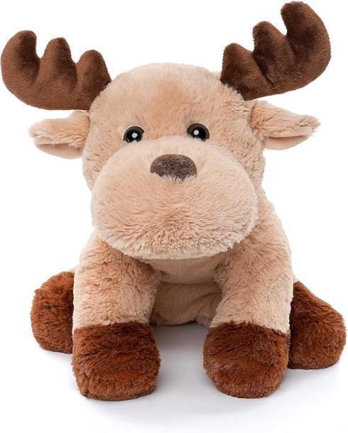 Adorable Caribou Furry Reindeer Elk Moose Stuffed Animals Plush Toy for Kids Babies Boys Birthday Bedtime Decor, 13" Super Soft Brown...
