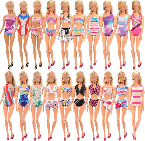 BARWA 10 Sets Doll Clothes Including 5 Bikini Swimsuits 5 Outfit Tops and Pants with 10 Shoes for 11.5 inch Dolls...