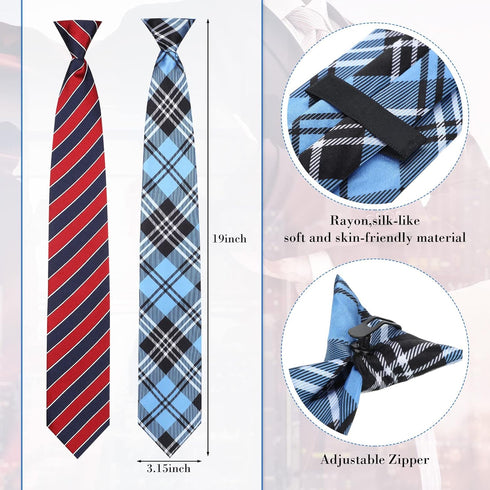 Janmercy 6 Pcs Clip on Tie for Men Clip on Easy Necktie Striped Solid Plaid Dots Mixed Lot Tie for Office School, 20 Inch (Retro Style)...