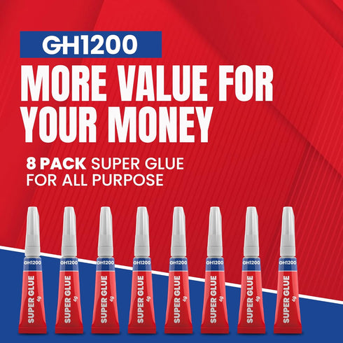 4 Gram x 8 Strong Super Glue All Purpose with Anticlog Cap. Super Fast & Strong Adhesive superglue, Cyanoacrylate Glue for Hard Plastics, DIY Craf...