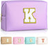 Initial Cosmetic Bag, PU Leather Waterproof Travel Toiletry Bag, Monogrammed Gifts for women, Personalized Birthday Gift for Sister Friends, Cute ...