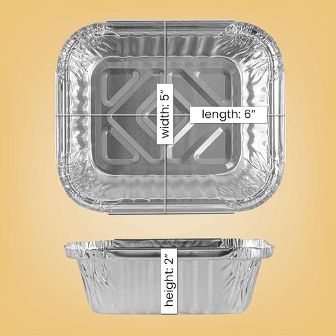 PLASTICPRO Disposable 1 LB Aluminum Takeout Tin Foil Baking Pans 5'' X 6'' X 2'' Inch Bakeware - Cookware Perfect for Baking Cakes,Brownies,Bread,...