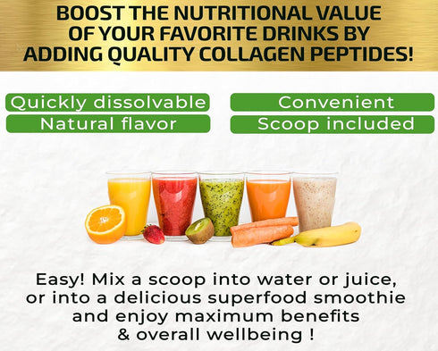 Collagen Peptides Powder with Vitamin C & Hyaluronic Acid - Organic Cleanest Sources & Super High Absorption - Hydrolyzed Multi Type I, II, III, V...