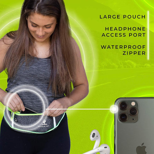 Reflective Running Light Belt with Zipper Pockets and USB Rechargeable, Night Safety Gear for Runners, Dog Walking Gear, Runners Reflective Belt F...