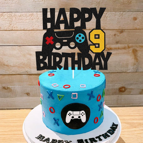 Happy 9th Birthday Cake Topper Game Controller 9s Cake Decoration Level 9s Unlocked Cake Decor Video Play Game Movie Theme Boys Girls Men Women Bd...