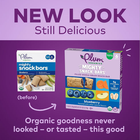 Plum Organics Mighty Snack Bars - Blueberry - 0.67 oz Bars (Pack of 6) - Organic Fruit and Vegetable Toddler Food Snack Bars...