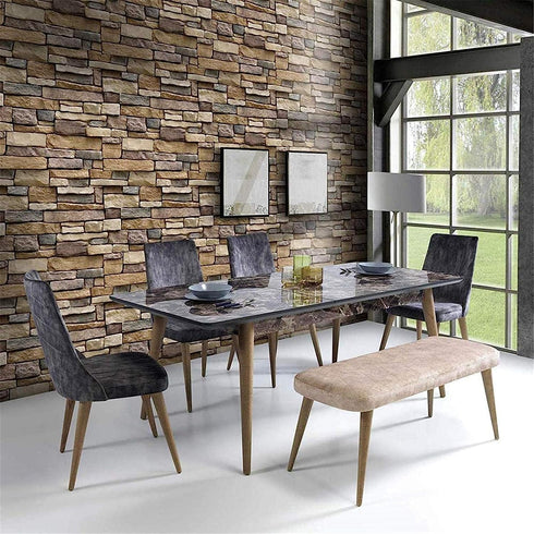 Yancorp 18"x120" Brick Wallpaper Peel and Stick Modern Stone Contact Paper Backsplash Self-Adhesive Wall Paper Kitchen Bedroom Accent Wall Brown B...