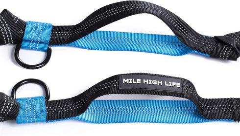 Mile High Life | Retractable Hands Free Dog 7FT Leash | Waist Running Adjustable | Reflective Dual Black Bungees | Dual Handles | Small Medium Lar...