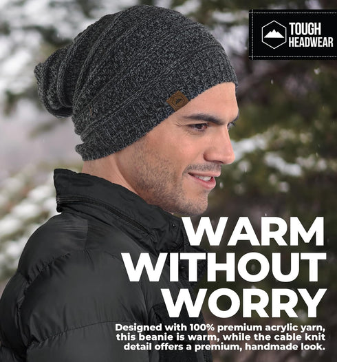 Tough Headwear Slouchy Beanie Hats for Women, Oversized Mens Beanie Hat, Knitted Beanie, Running Gear for Men,Womens Fall Hat...