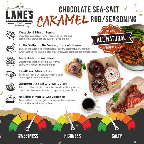 Lane's Chocolate Sea-Salt Caramel Seasoning, All-Natural Sea Salt Caramel Chocolate Seasoning for Cake, Hot Beverages & Popcorn Flavoring Seasonin...
