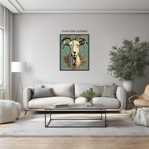 Posterizer 1 pcs-abstract retro goat poster with blue background 1-Art for Animal Lovers-GIft for Men Women Teens-Decor for Home & Office- unframe...