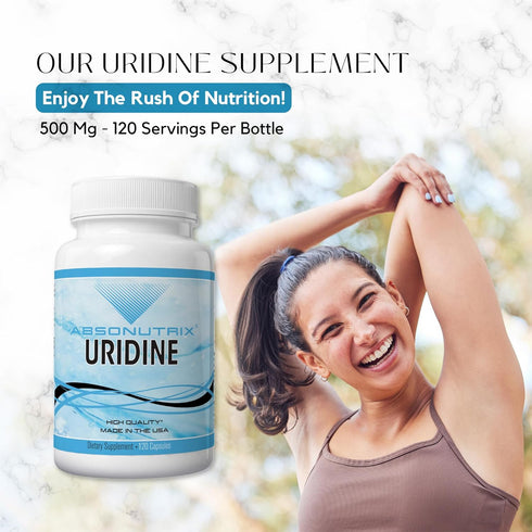 Absonutrix Uridine Monophosphate (Choline Enhancer) 500mg per Capsule - 120 Vegetable Capsules Memory Made in USA...