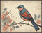 Posterizer 1 pcs- Pretty bird standing on a tree with pink flowers-Art for Animal Lovers-Floral Botanical Art- Gift for Men Women Teens-Living Roo...