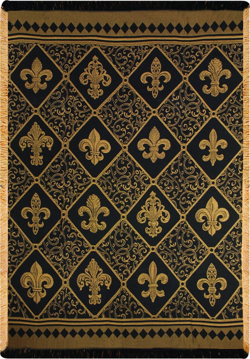 Manual Damask Throw, Fleur De Lis, Gold, 50 by 60-Inch...