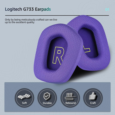 Fabric Replacement Ear Pads for Logitech G733 Gaming Headset, Also Fit Logitech G335 Wireless Headphone, EarPads Accessories with Soft Mesh Fabric...