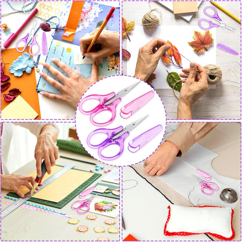 3.4 Inch Craft Scissors, 2 Pcs All Purpose Scissors Scrapbooking Scissors Straight Cutting Mini Scissors with Protective Cover for Embroidery Quil...