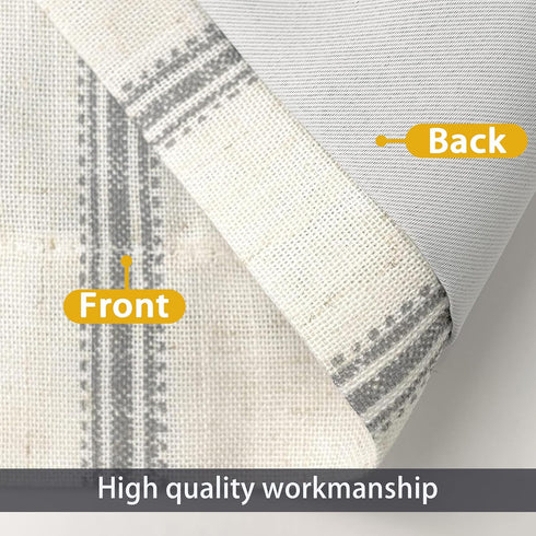 DriftAway Farmhouse Vertical Striped Linen Blend Valances for Windows 18 Inch Blackout Kichen Curtain Valance for Living Room Country Vintage Line...