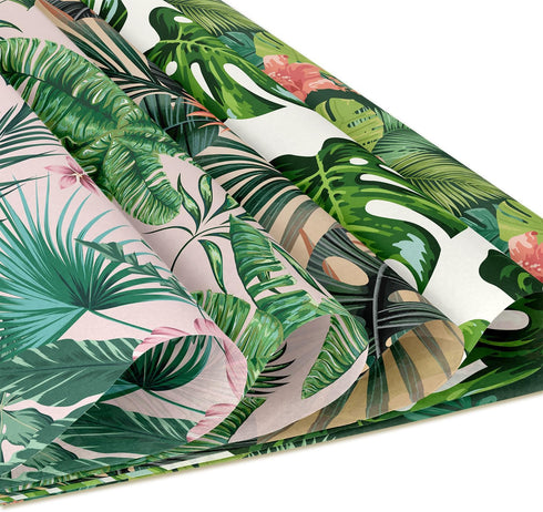 24 Sheets Tropical Plants Pattern Paper Set, 12"x12" Tropical Palm Leaves Patterned Cardstock Paper Tropical Flowers Scrapbooking Supplies Paper O...