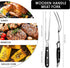 CHENGU 2 Pieces Carving Fork for Meat 12 Inch Kitchen Stainless Steel Serving Cooking with Wood Handle Classic Grill with ABS Handle Xmas Black Ba...