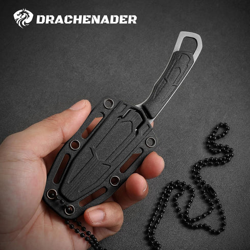 Neck Knife Mini, Small Tanto Neck Knife with Sheath and Necklace, Fulltang Outdoor Mini Knife, Black...