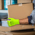 DULFINE Safety Work Gloves for Men PU Coated 12 Pairs Bulk Pack,Hi-Vis Yellow Seamless Knit Glove with thin Polyurethane Coated Smooth Grip on Pal...